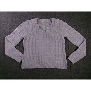 St Johns Bay Sweater Women Large Light Gray Cable Pullover Cozy Classic Fall Day